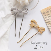 かんざし ヘアコーム レディース ヘアアクセサリー U字 リボン ヘアアレンジ かわいい おしゃれ きらきら 髪留め まとめ髪 夜会巻き