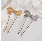 かんざし ヘアコーム レディース ヘアアクセサリー U字 リボン ヘアアレンジ かわいい おしゃれ きらきら 髪留め まとめ髪 夜会巻き
