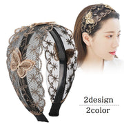 カチューシャ 幅広 レディース ヘアアクセサリー 髪留め 髪飾り ヘアアレンジ メッシュ 蝶 チョウ フラワー 刺繍 柔らかい 女性 可愛い おしゃれ お出掛け