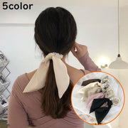 ヘアゴム ビーズシュシュ レディース ヘアアクセサリー 髪飾り 髪留め ヘアアレンジ まとめ髪 パール風 リボン 大きめ ロング