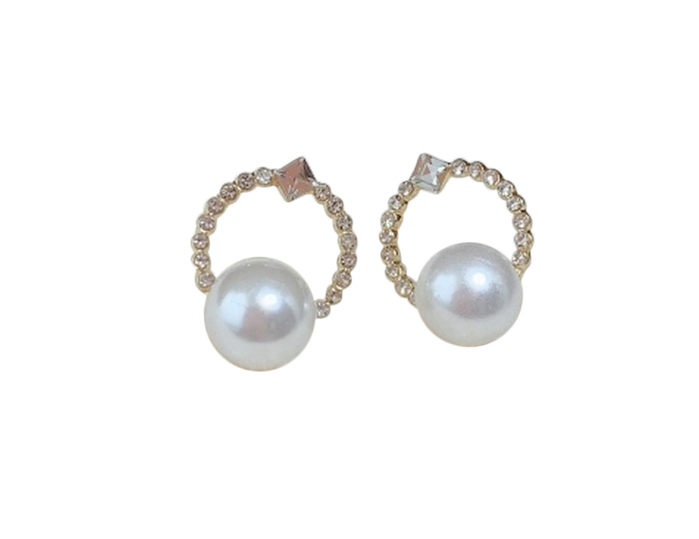 ピアス イヤリング スタッドピアス クリップ式 両耳用 アクセサリー レディース 女性 婦人 サークル パール調 ラインストーン かわいい おしゃれ 上品 ギフト プレゼント ファッション小物