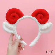 カチューシャ レディース 女性 ヘアアクセサリー 髪飾り まとめ髪 羊 ひつじ 角付き 耳付き かわいい おしゃれ キュート なりきり コスプレ イベント 黄 白 赤 ピンク 茶