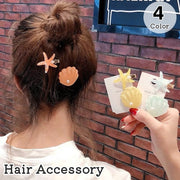 ヘアクリップ ヘアアクセサリー 2点セット くちばしクリップ 髪留め ヒトデ 貝殻 貝シェル ラメ キラキラ フェイクパール ヘアアレンジ まとめ髪 夏 海 海水浴 プール 水遊び 可愛い おしゃれ オレンジ ピンク ブルー イエロー