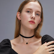 チョーカー ネックレス レディース 女性用 アクセサリー 首飾り ハート リボン ベルベット調 ゴールドカラー チェーン おしゃれ 可愛い きれい 上品