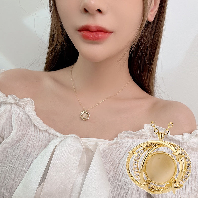 ネックレス ペンダント レディース アクセサリー ラインストーン キャッツアイ風 商品画像