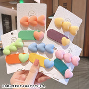 ヘアクリップ 髪留め 2種セット 2個セット キッズ 子供用 子ども用 女の子 ヘアアクセサリー ファッション雑貨 パッチンどめ くちばしクリップ ハート スター 星 楕円型 ピンク ブルー グリーン かわいい キュート ポップ カジュアル お揃い ペアルック