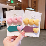 ヘアクリップ 髪留め 2種セット 2個セット キッズ 子供用 子ども用 女の子 ヘアアクセサリー ファッション雑貨 パッチンどめ くちばしクリップ ハート スター 星 楕円型 ピンク ブルー グリーン かわいい キュート ポップ カジュアル お揃い ペアルック