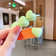 ヘアクリップ 髪留め 2種セット 2個セット キッズ 子供用 子ども用 女の子 ヘアアクセサリー ファッション雑貨 パッチンどめ くちばしクリップ ハート スター 星 楕円型 ピンク ブルー グリーン かわいい キュート ポップ カジュアル お揃い ペアルック