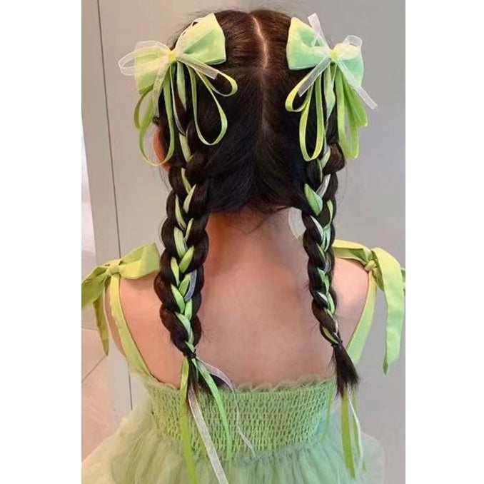 リボンヘアクリップセット 同色2個セット 編み込み 三つ編み ヘアアクセサリー プリンセス 商品画像2