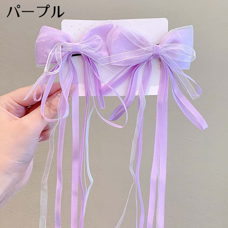 リボンヘアクリップセット 同色2個セット 編み込み 三つ編み ヘアアクセサリー プリンセス 商品画像5