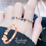 指輪 オープンリング 調節可能 アクセサリー レディース 女性 婦人 ラインストーン ハート かわいい おしゃれ カジュアル ギフト プレゼント 贈り物 ファッション雑貨