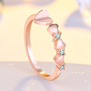 指輪 オープンリング 調節可能 アクセサリー レディース 女性 婦人 ラインストーン ハート かわいい おしゃれ カジュアル ギフト プレゼント 贈り物 ファッション雑貨