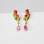 スタッドピアス イヤリング レディース 女性用 アクセサリー 耳飾り チューリップ  花 フラワー 揺れる じずく かわいい おしゃれ