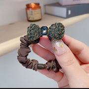 ヘアゴム ヘアアクセサリー レディース 女性用 ラインストーン 髪ゴム リボン 単品 髪飾り 髪留め ポニーテール ヘアアレンジ かわいい おしゃれ 華やか 上品 デイリー お出かけ 普段使い プレゼント ギフト ファッション小物