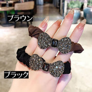 ヘアゴム ヘアアクセサリー レディース 女性用 ラインストーン 髪ゴム リボン 単品 髪飾り 髪留め ポニーテール ヘアアレンジ かわいい おしゃれ 華やか 上品 デイリー お出かけ 普段使い プレゼント ギフト ファッション小物