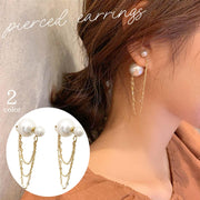 ピアス スタッドピアス イヤリング バックキャッチ レディース 女性 女子 アクセサリー ロングピアス パール調 フェイクパール チェーン 揺れる シルバーカラー ゴールドカラー