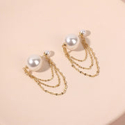 ピアス スタッドピアス イヤリング バックキャッチ レディース 女性 女子 アクセサリー ロングピアス パール調 フェイクパール チェーン 揺れる シルバーカラー ゴールドカラー