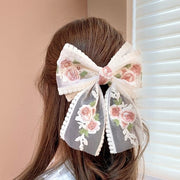 バレッタ ヘアクリップ 髪留め レディース 女性 ヘアアクセサリー ファッション雑貨 リボン 刺繍 レース シフォン生地 バラ 薔薇 ローズ ピンク ホワイト かわいい キュート ガーリー ロリータファッション ゴスロリ お嬢様風 お姫様風 コスプレ小物