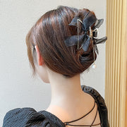 バンスクリップ ヘアクリップ ヘアアクセサリー レディース メッシュ リボン フェイクパール 揺れる ヘアアレンジ 髪飾り 髪留め かわいい おしゃれ 上品 綺麗 簡単 ファッション小物 女性用 婦人用