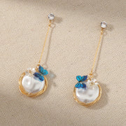 スタッドピアス レディース アクセサリー 女性用 揺れる 垂れる バロックパール風 ラウンド フェイクパール リボン フラワー クラシック エレガント ロング おしゃれ かわいい お出かけ お呼ばれ パーティー デイリー 婦人用 ファッション小物