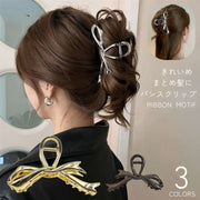 バンスクリップ クロウクリップ ヘアクリップ レディース メタル調 女性 ヘアアクセサリー 髪飾り まとめ髪 リボン シンプル  ヘアアレンジ かわいい おしゃれ お出かけ 婦人 大人 仕事 ビジネス