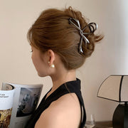 バンスクリップ クロウクリップ ヘアクリップ レディース メタル調 女性 ヘアアクセサリー 髪飾り まとめ髪 リボン シンプル  ヘアアレンジ かわいい おしゃれ お出かけ 婦人 大人 仕事 ビジネス
