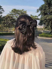 バレッタ ヘアアクセサリー レディース 髪留め 髪飾り まとめ髪 ヘアアレンジ リボン サテン調 フェミニン かわいい オフィス 通勤 通学 大人女子 女性用