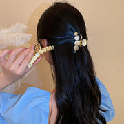 ヘアクリップ バンスクリップ ヘアアクセサリー レディース 猫目石風 ゴールドカラー 髪飾り 髪留め まとめ髪 ヘアアレンジ アクリル エレガント スタイリッシュ おしゃれ かわいい 大人上品 オフィス 簡単 女性用 婦人用 ファッション小物