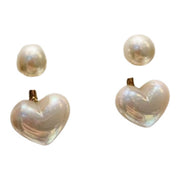 スタッドピアス フックピアス ハーフフープピアス ハート フェイクパール 女性 アクセサリー 耳飾り バックキャッチ パール風 ラインストーン ビジュー おしゃれ 可愛い プレゼント ギフト 華やか 上品 お出かけ オケージョン 結婚式 パーティ