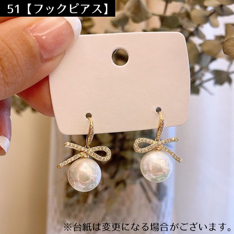 スタッドピアス フックピアス ハーフフープピアス ハート フェイクパール 女性 商品画像5