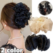 ヘアクリップ バンスクリップ レディース 女性 ヘアアクセサリー 髪留め まとめ髪 大きめ 髪飾り シフォン 水玉 かわいい おしゃれ ヘアアレンジ