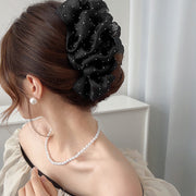 ヘアクリップ バンスクリップ レディース 女性 ヘアアクセサリー 髪留め まとめ髪 大きめ 髪飾り シフォン 水玉 かわいい おしゃれ ヘアアレンジ