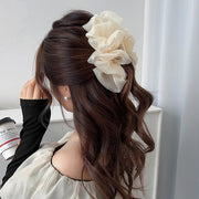 ヘアクリップ バンスクリップ レディース 女性 ヘアアクセサリー 髪留め まとめ髪 大きめ 髪飾り シフォン 水玉 かわいい おしゃれ ヘアアレンジ