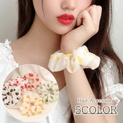 シュシュ レディース ヘアアクセサリー ヘアゴム ハート キュート シフォン かわいい おしゃれ 女子 大人女子 女性 まとめ髪 ヘアアレンジ フェミニン ポニーテール
