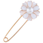 ブローチ ピンブローチ アクセサリー レディース 花 フェイクパール 白 紫 黒 ゴールドカラー おしゃれ 上品 綺麗 ギフト プレゼント 発表会 記念日 誕生日 贈り物 女性用 母の日
