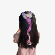 ヘアクリップ 髪留め エクステ付き キッズ 子ども 子供 女の子 ヘアアクセサリー カール ウェーブヘア 巻き髪 ゆる巻き 部分ウィッグ リボン ユニコーン スパンコール グラデーションカラー キュート かわいい ガーリー ポップ カジュアル 華やか