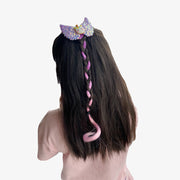 ヘアクリップ 髪留め エクステ付き キッズ 子ども 子供 女の子 ヘアアクセサリー カール ウェーブヘア 巻き髪 ゆる巻き 部分ウィッグ リボン ユニコーン スパンコール グラデーションカラー キュート かわいい ガーリー ポップ カジュアル 華やか
