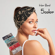 ヘアバンド ヘアターバン ヘッドバンド レディース 女性 ヘアアクセサリー まとめ髪 髪飾り ツイスト 総柄 ペイズリー柄 エキゾチック おしゃれ かじゅある かわいい 華やか お出かけ 運動 赤 緑 黒 白 ネイビー