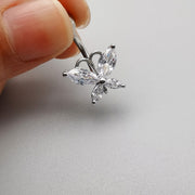 ボディピアス へそピアス レディース 女性 メンズ 男性 ユニセックス アクセサリー ファッション雑貨 カーブバーベル型 小さめ 控えめ ラインストーン 蝶 バタフライ ゴールドカラー シルバーカラー シンプル かわいい キュート おしゃれ プレゼント ギフト