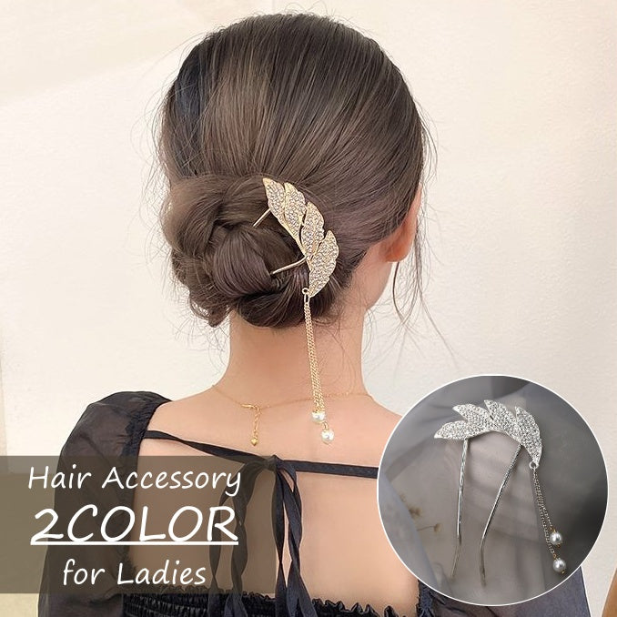 かんざし レディース ヘアアクセサリー ヘアコーム キラキラ ラインストーン フェイクパール パール調 揺れる 羽 ゴージャス きれいめ 上品 おしゃれ フォーマル 和装 洋装 髪飾り 女性 大人女子