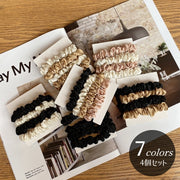 シュシュ 4個セット ヘアゴム ヘアアクセサリー レディース 女性 婦人 ミニシュシュ サテン 無地 単色 かわいい おしゃれ ファッション小物 まとめ髪 ヘアアレンジ