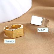 指輪 リング オープンリング ユニセックス メンズ レディース 男性 女性 男女兼用 シンプル プレーン 太め ゴツめ 印台 四角 贈り物 プレゼント カジュアル クール ゴールドカラー シルバーカラー