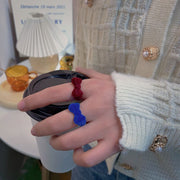 指輪 オープンリング レディース 女性用 アクセサリー リボン ベロア 存在感 太め カジュアル 可愛い おしゃれ おでかけ 普段使い プレゼント ブラック ブルー ワイン