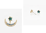 ピアス スタッドピアス バックキャッチピアス レディース 女性 アクセサリー 月 星 スター ムーン ラインストーン キラキラ お洒落 可愛い ファッション小物 ギフト プレゼント