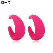 ピアス ハーフフープピアス レディース アクセサリー 耳飾り アクリル製 大きめ 大きい ハーフリング C型 プレゼント ギフト