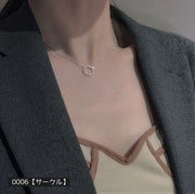ネックレス ペンダント チャーム チェーンネックレス 首飾り レディース アクセサリー シンプル 上品 ラインストーン ゴールドカラー シルバーカラー 三日月 クローバー サークル フラワー