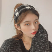 ヘアバンド ヘアアクセサリー レディース 女性用 ターバン まとめ髪 チェック柄 ニット素材 ねじり おしゃれ かわいい 普段使い お出かけ用 おウチ時間 リラックスタイム 洗顔 ファッション小物 大人女子