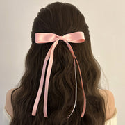 ヘアクリップ くちばしクリップ ヘアアクセサリー レディース 髪飾り 髪留め まとめ髪 ヘアアレンジ ロングリボン 無地 可愛い