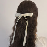 ヘアクリップ くちばしクリップ ヘアアクセサリー レディース 髪飾り 髪留め まとめ髪 ヘアアレンジ ロングリボン 無地 可愛い