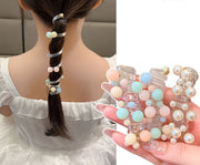 ヘアワイヤー ワイヤーポニー キッズ 子供用 ヘアアクセサリー 髪飾り 髪留め パール風 カラフル かわいい おしゃれ スプリング スパイラル くるくる